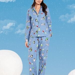 Old Navy Blue Penguin Print Pajama Set